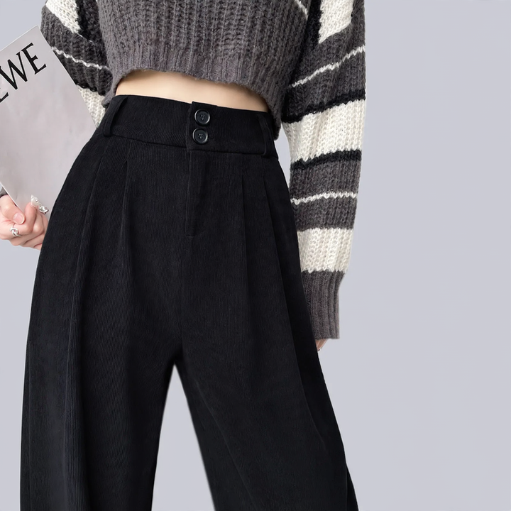 Padded chenille suit pants with wide leg