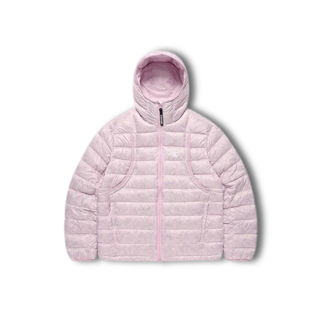 Light down jacket with hood, 90% grey duck down
