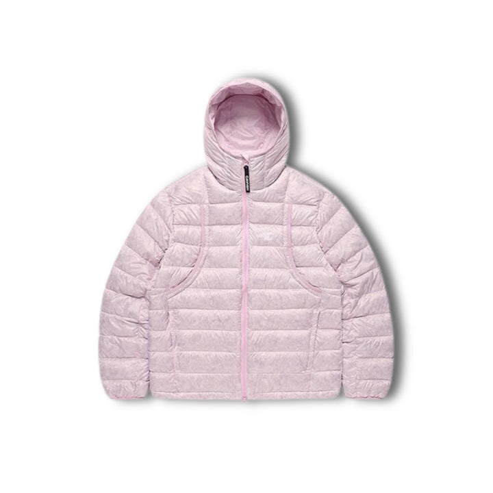 Light down jacket with hood, 90% grey duck down