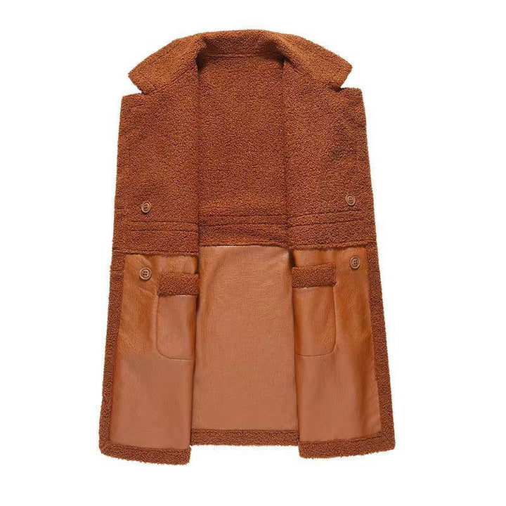 Women's Reversible Coat, Lambskin Look and Teddy Fleece, Mid-Length