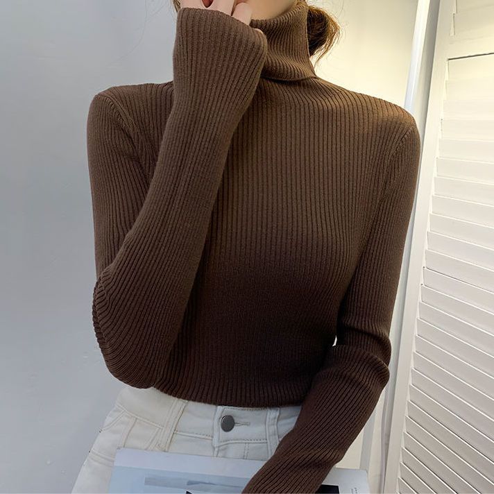 Women's turtleneck sweater, fitted, plus sizes