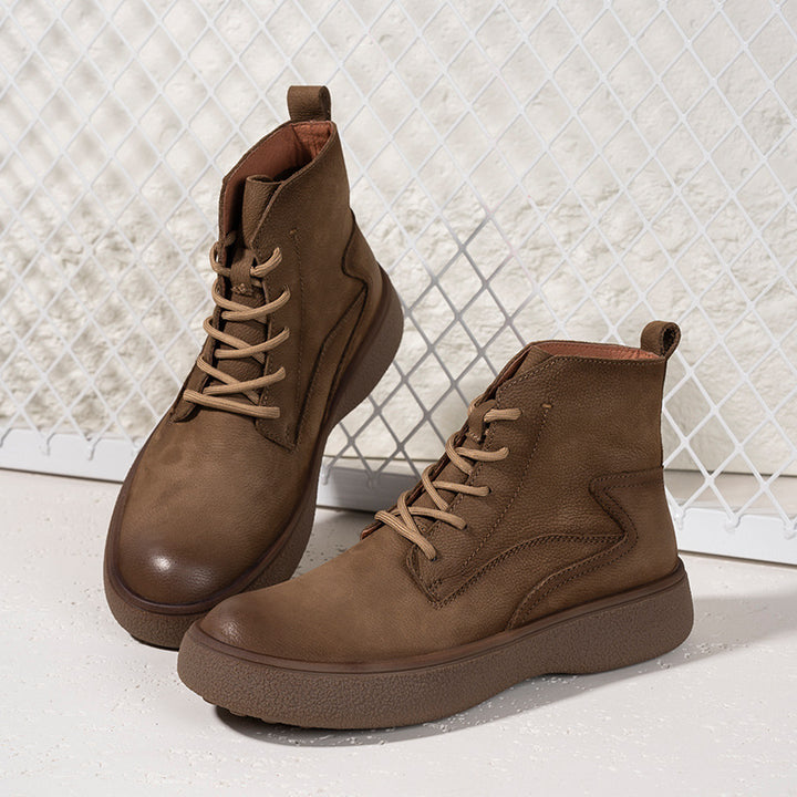 Men's leather boots, lined, classic