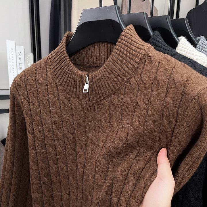 Heavy knit cardigan with textured pattern