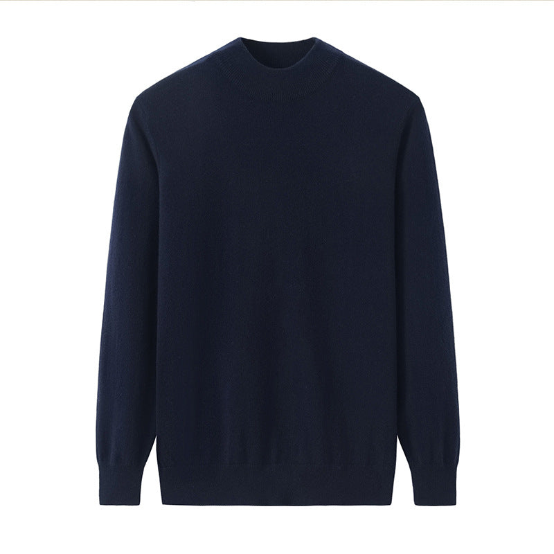 Men's cashmere sweater, stand-up collar, loose fit