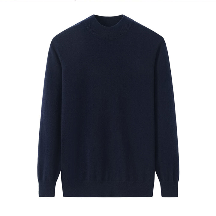Men's cashmere sweater, stand-up collar, loose fit