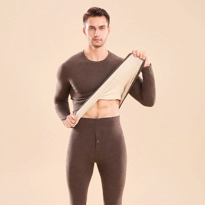 Thermal underwear set, lined, with silk and wool