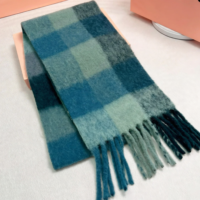 Long Rainbow Scarf made of Mohair-Wool Blend