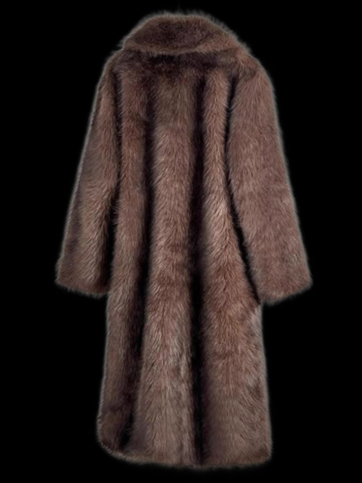 Long faux fur coat in fox fur look