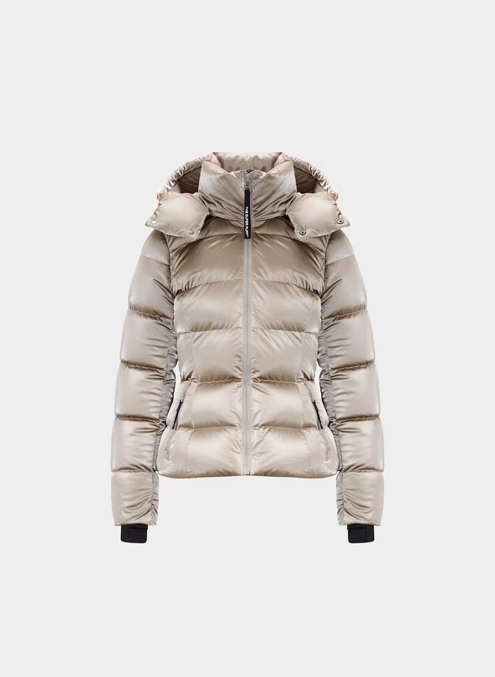 Women’s down jacket with hood and white goose down filling