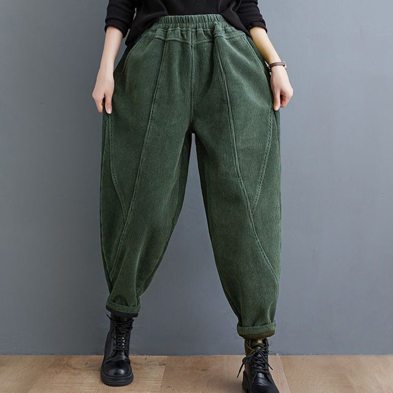 Padded corduroy harem pants, loose fit, women