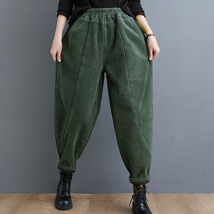 Padded corduroy harem pants, loose fit, women