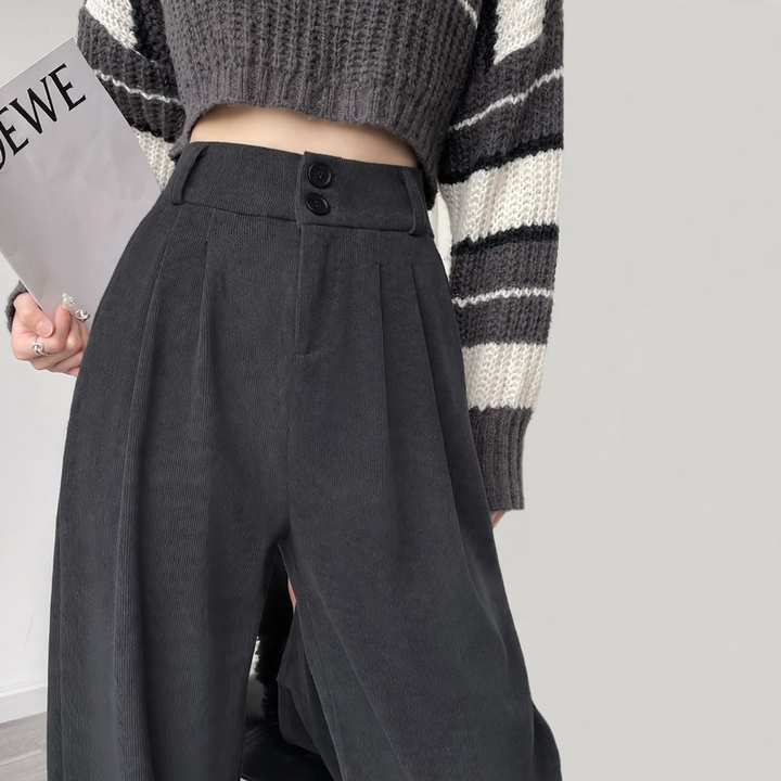 Padded chenille pants with high waist