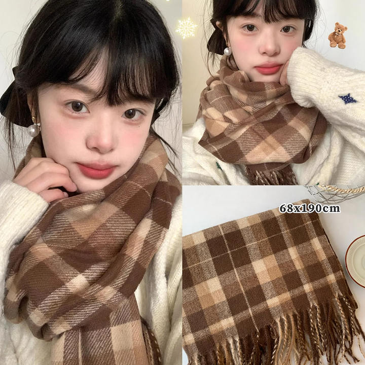 Thick checkered winter scarf, 200x50cm
