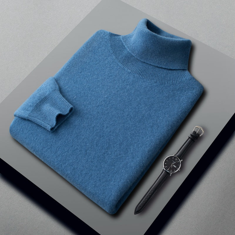 Men's Cashmere Sweater, High Collar, Business Casual