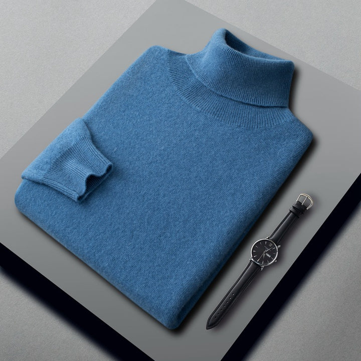 Men's Cashmere Sweater, High Collar, Business Casual