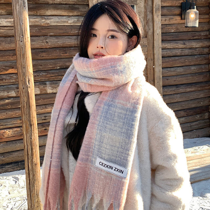 Thick mohair scarf in solid colors, 200 cm
