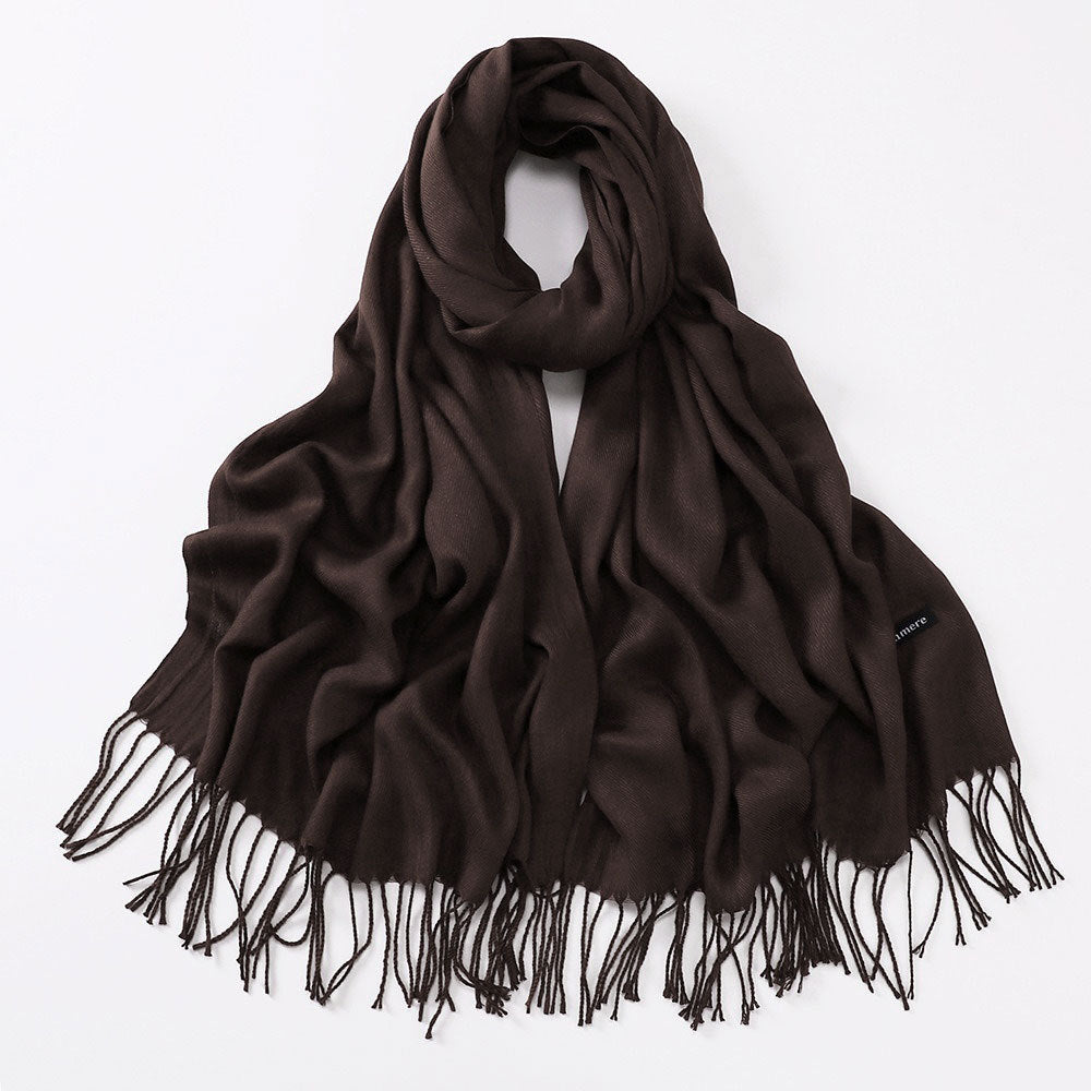 Solid colored scarf made of cashmere imitation with fringes, 200x70 cm