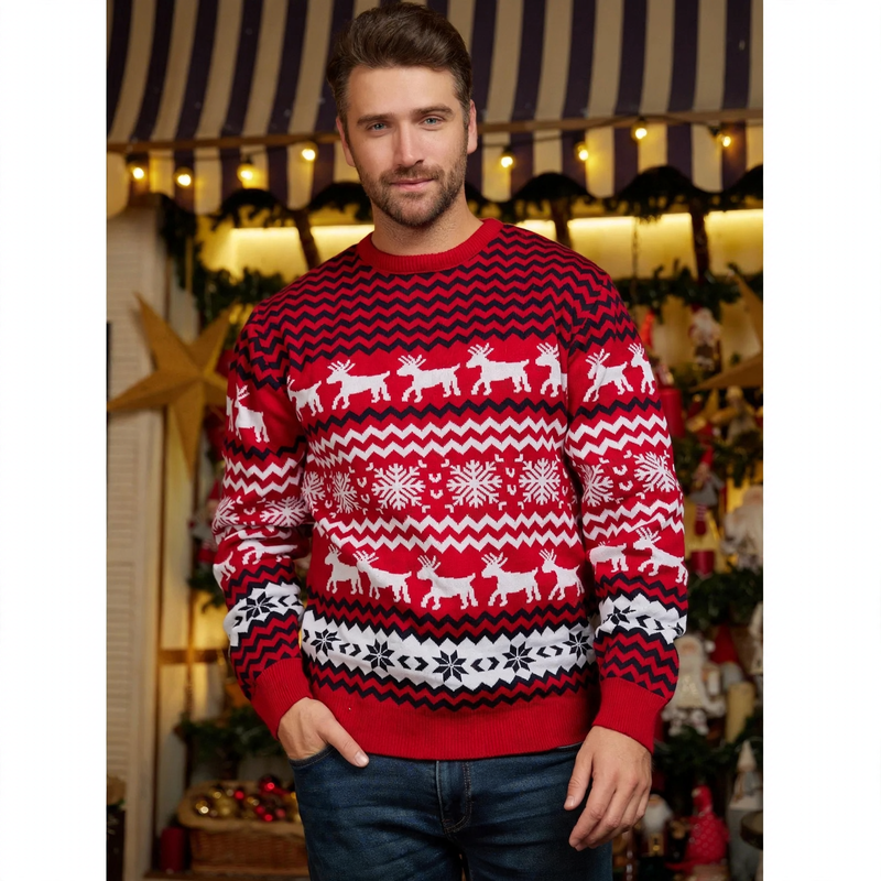 Christmas sweater with reindeer jacquard for men and women