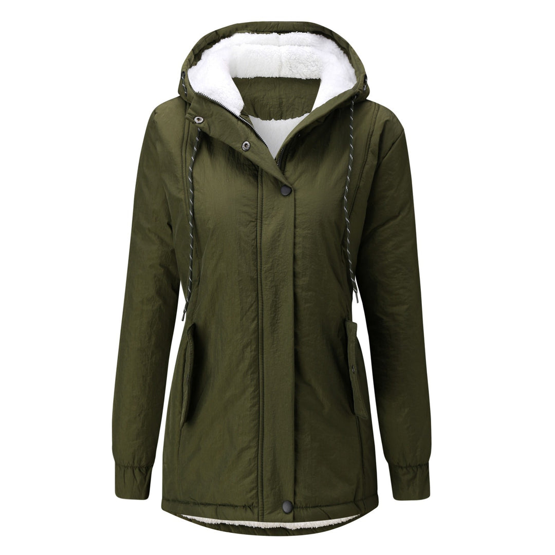 Women's parka with hood and lambskin lining