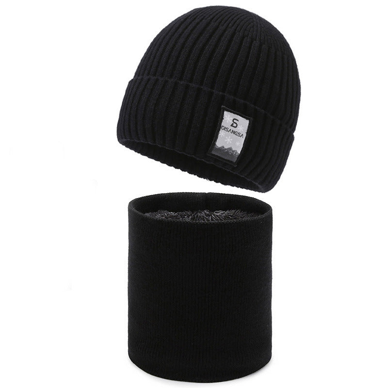 Men's knitted hat, lined, windproof, for winter