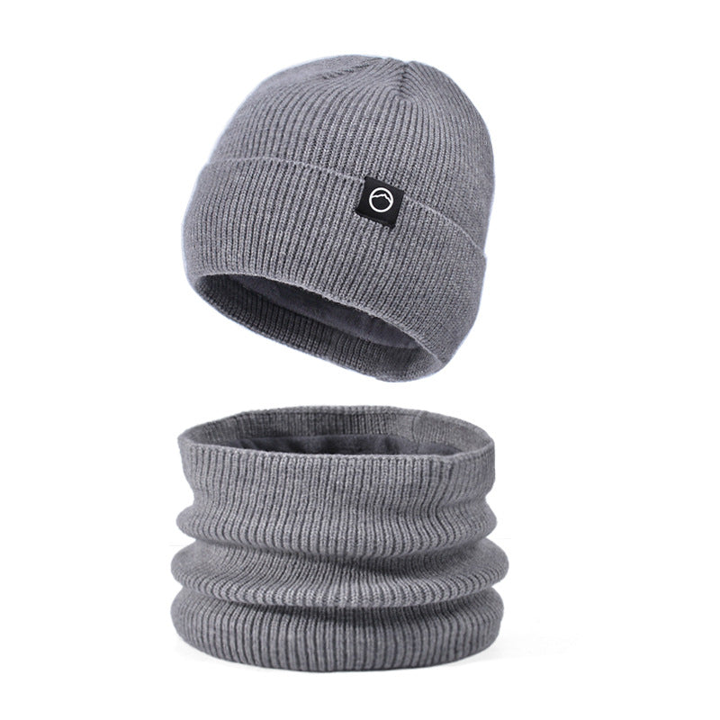 Knitted hat and scarf set for men, warming