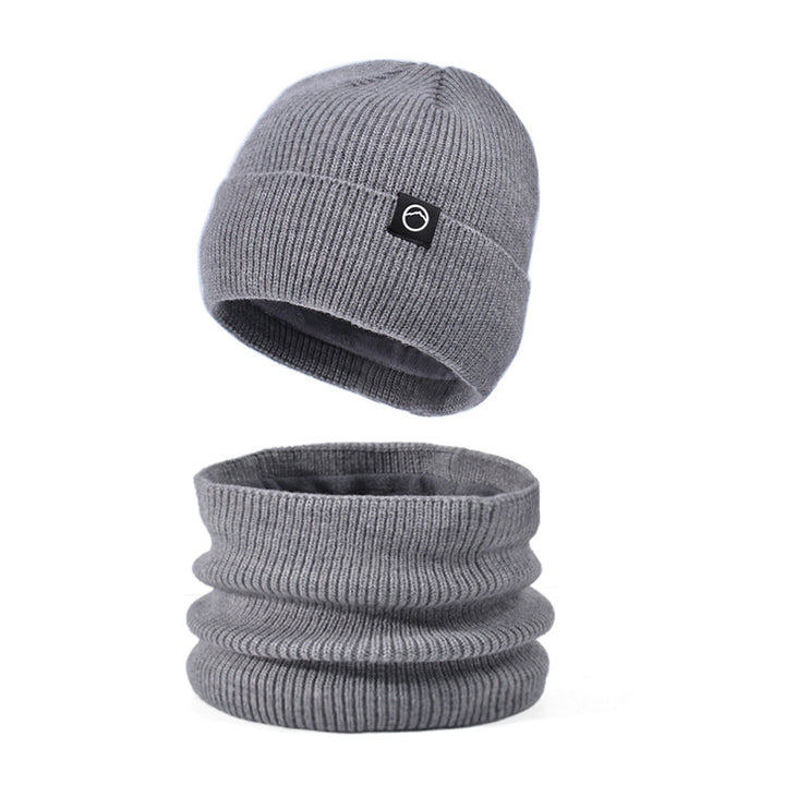 Knitted hat and scarf set for men, warming