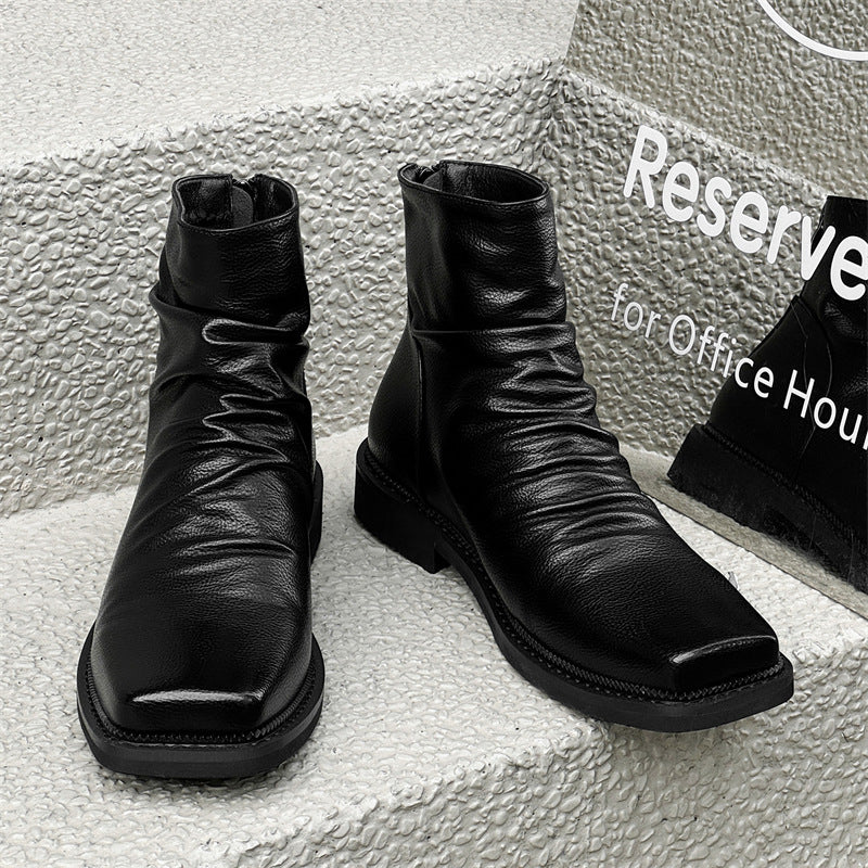 Men's ankle boots, British style, zipper at the back