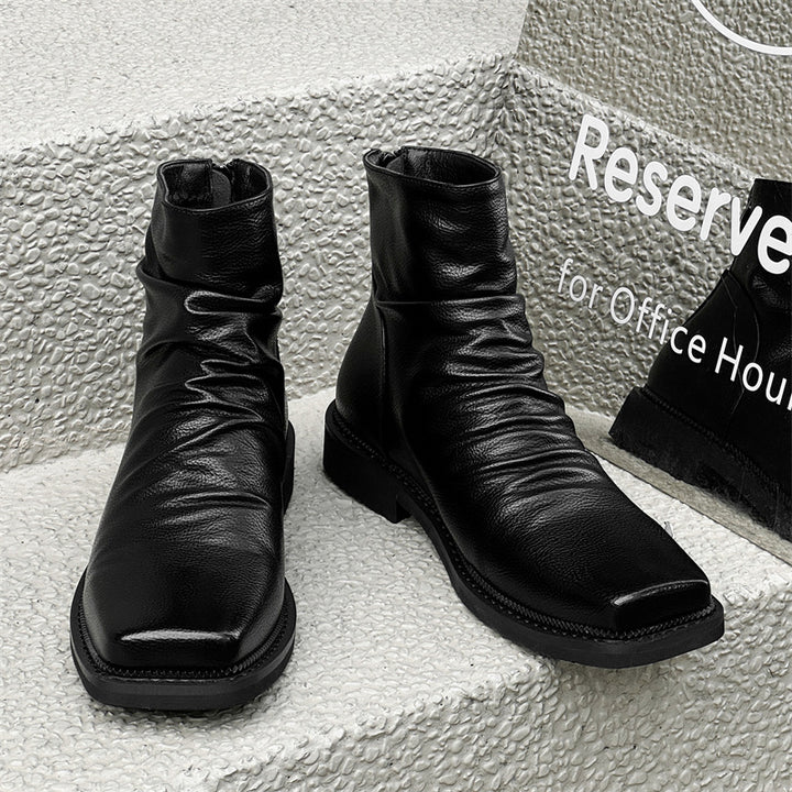 Men's ankle boots, British style, zipper at the back