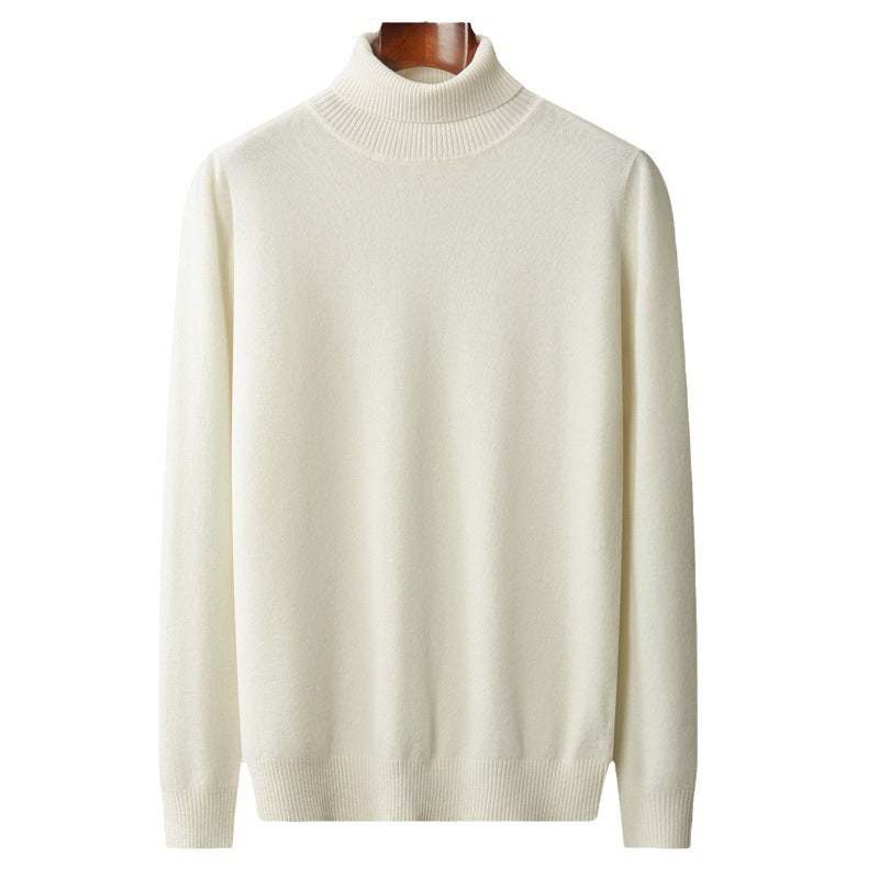 Men's wool pullover, turtleneck, 100% wool