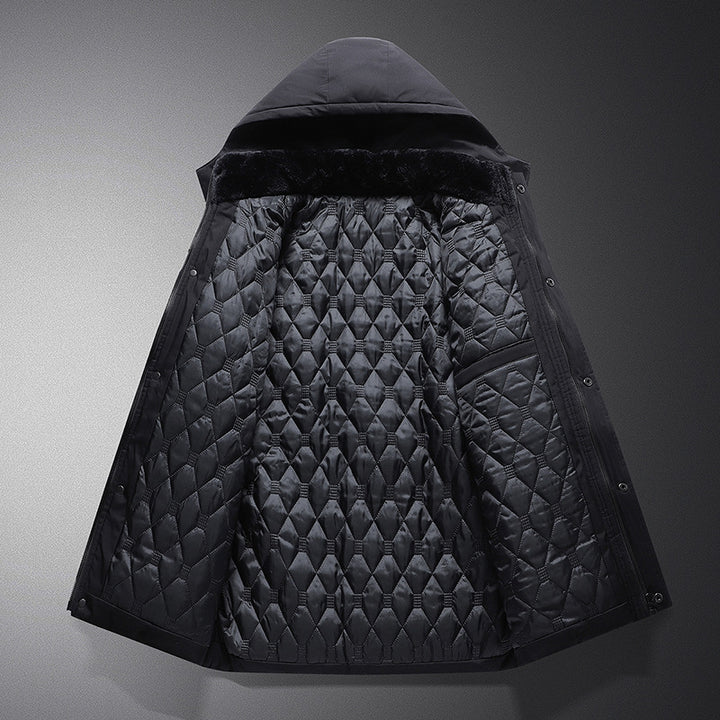 Padded winter jacket for men, removable hood