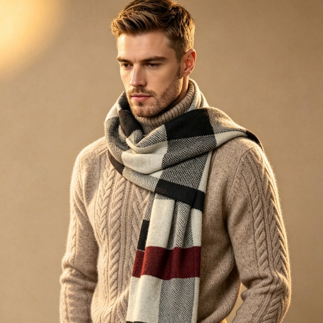 Modern knitted scarf for men, 180x30cm