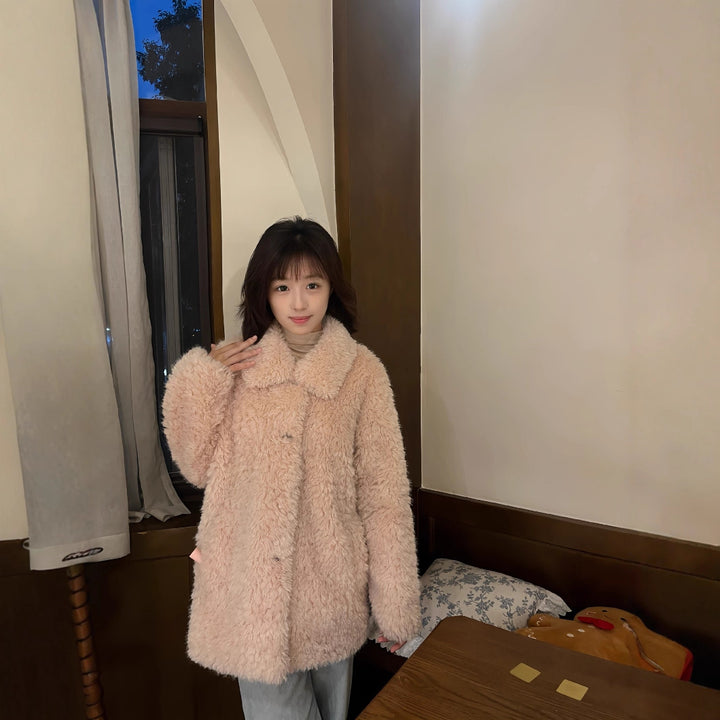 Loose lamb fur imitation jacket for women