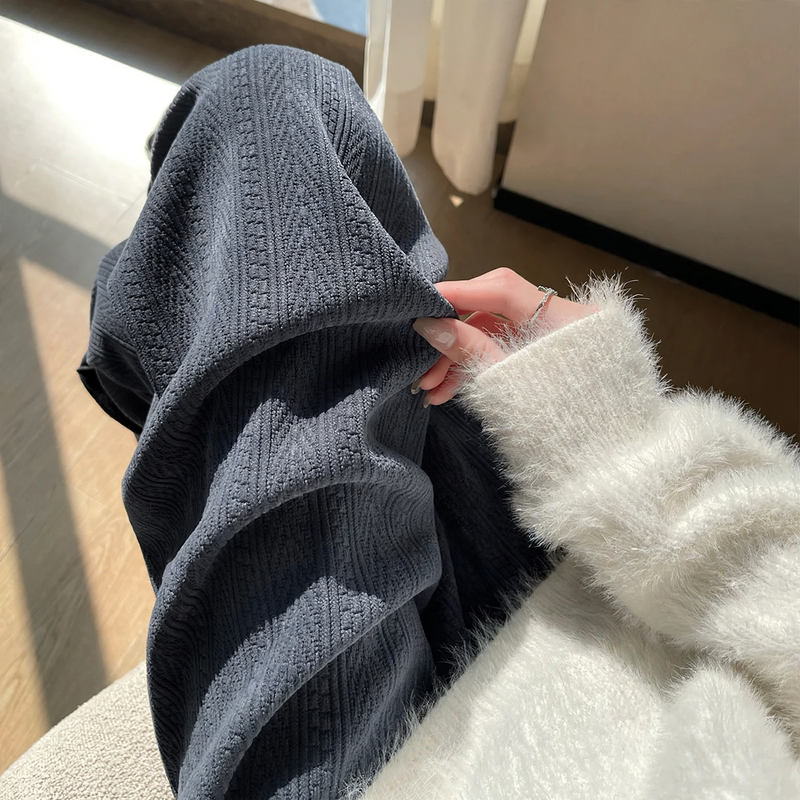 Women’s cord pants, straight cut, high waist, casual