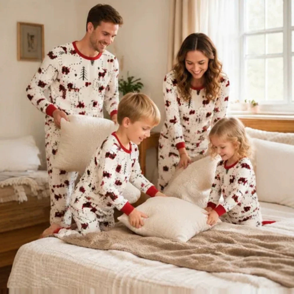 Family pajamas sets in festive design