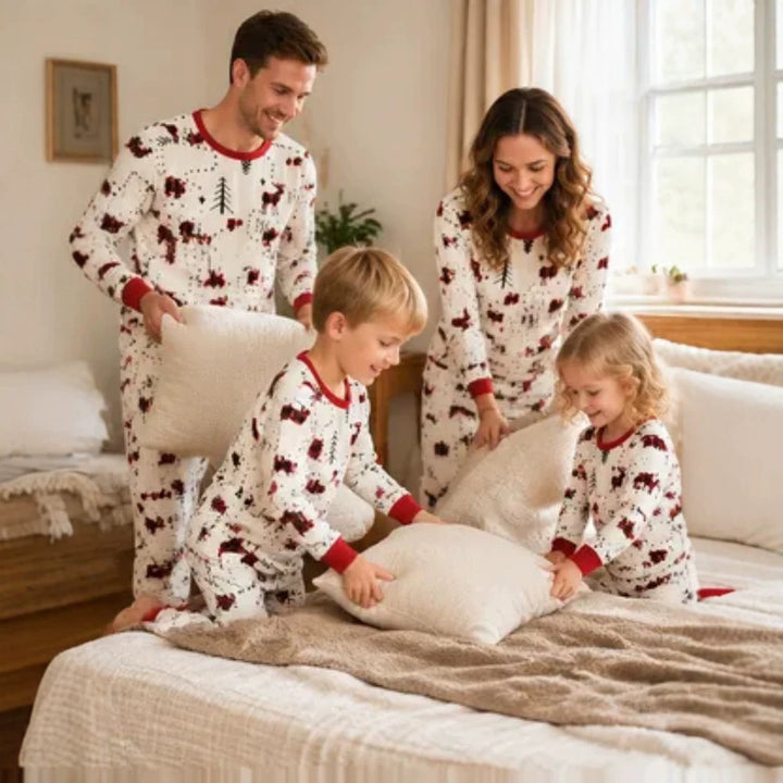 Family pajamas sets in festive design
