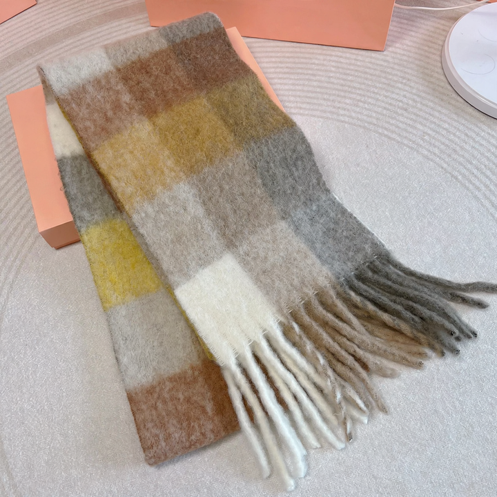 Long Rainbow Scarf made of Mohair-Wool Blend