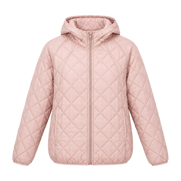 Light women's padded jacket with hood, loosely cut