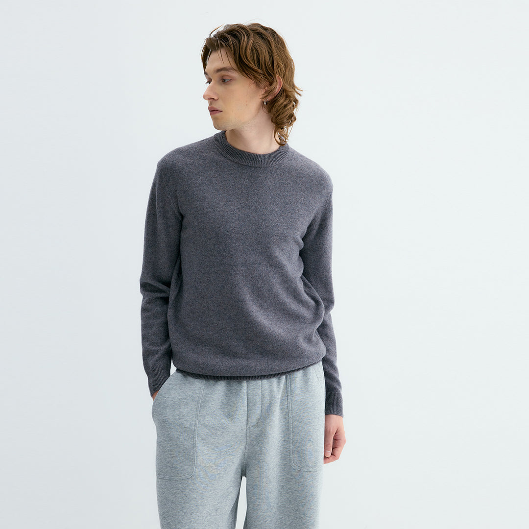 Men's sweater made from 100% sheep wool, stand-up collar