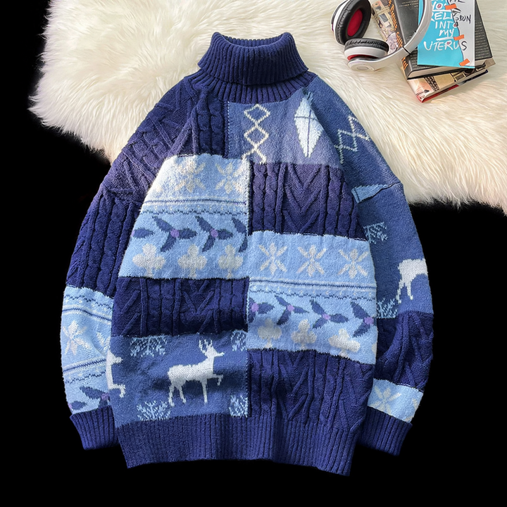 Padded turtleneck sweater in retro style