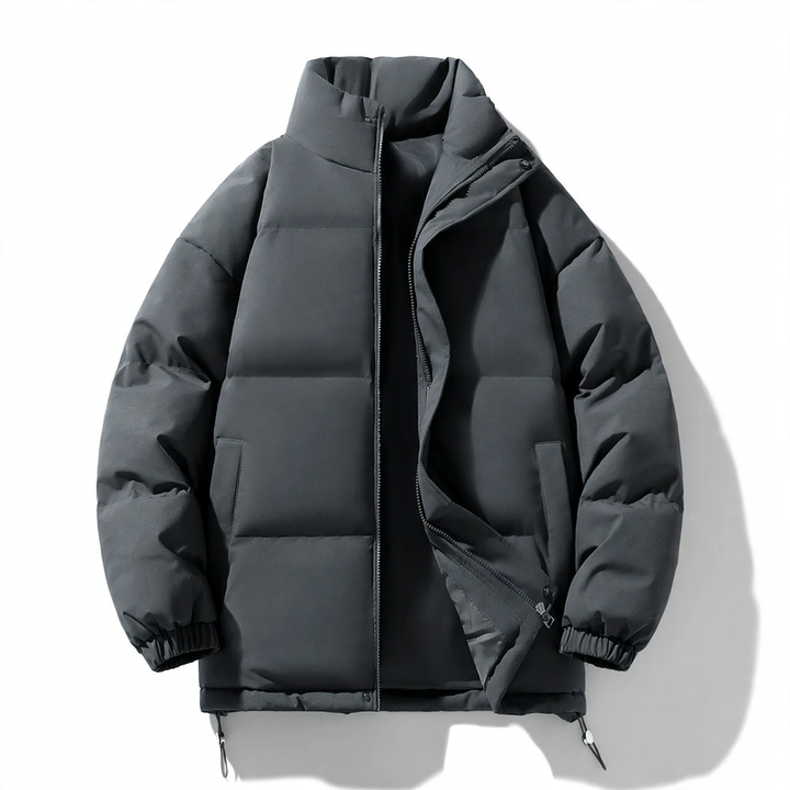 Unisex quilted jacket, stand-up collar, padded, solid color