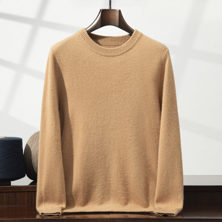 Men's Cashmere Sweater, Stand-Up Collar, Thick Knit Design