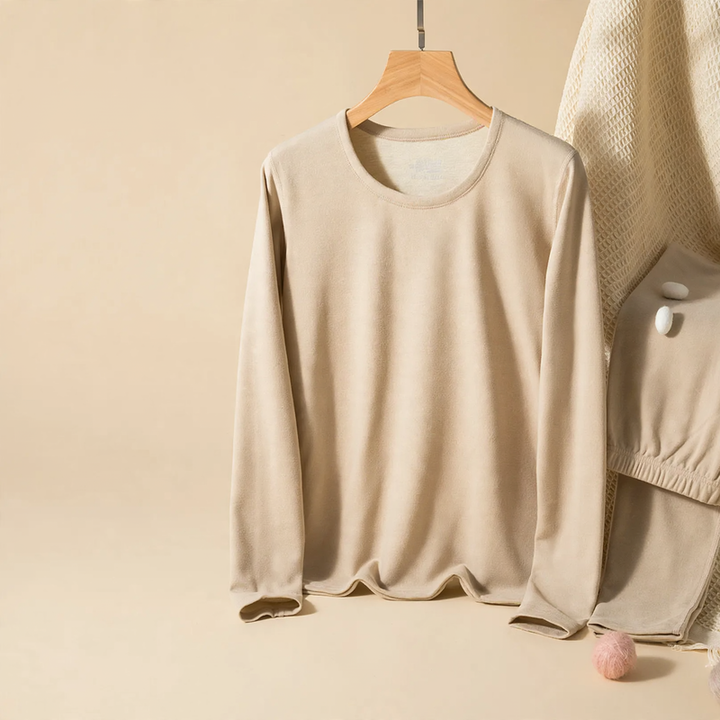 Thermal underwear set for women and men, lined, round neck