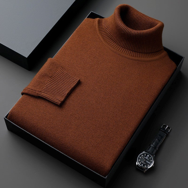Men's turtleneck sweater, solid color, thick and loose
