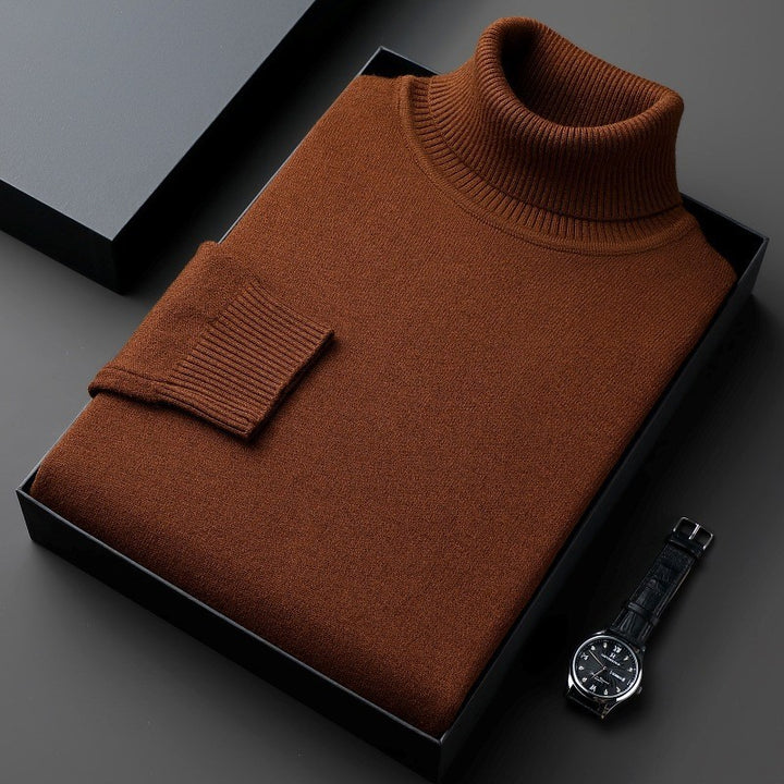 Men's turtleneck sweater, solid color, thick and loose