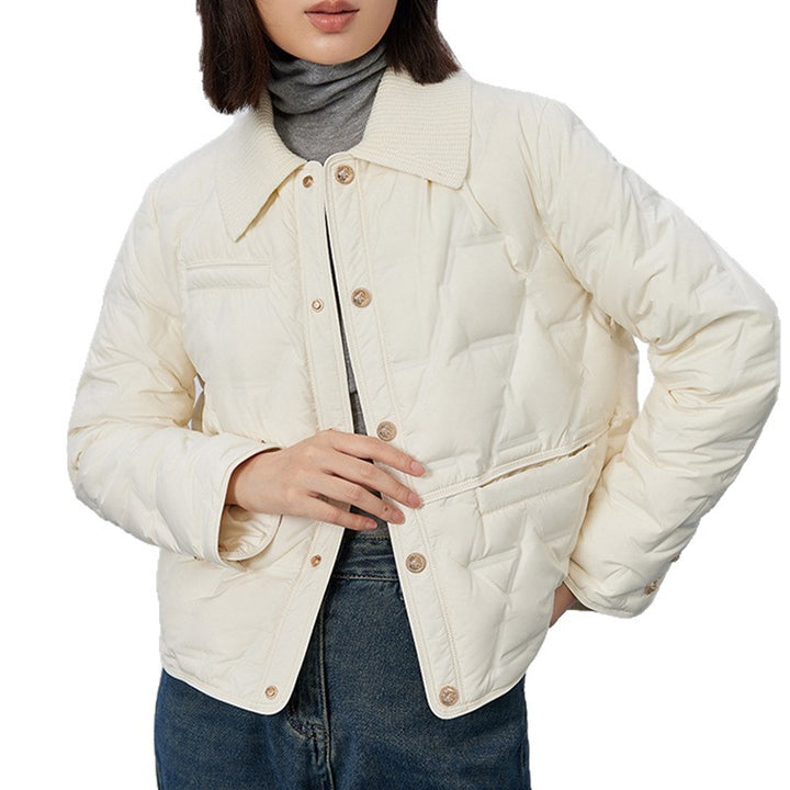 Lightweight, short women's down jacket