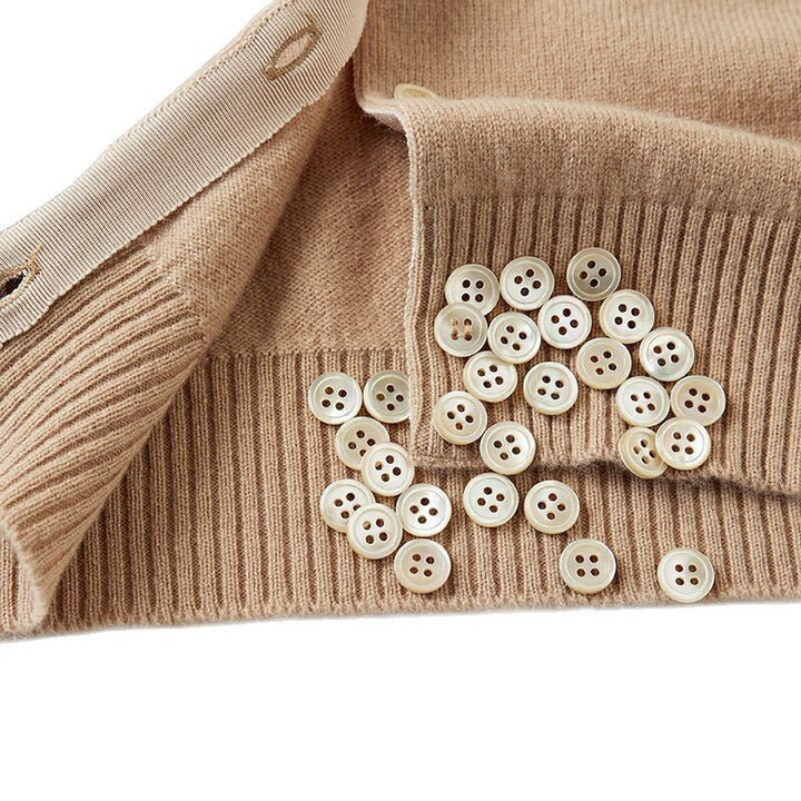 Women's Cardigan, Round Neck, Letter Design, Wool-Cashmere