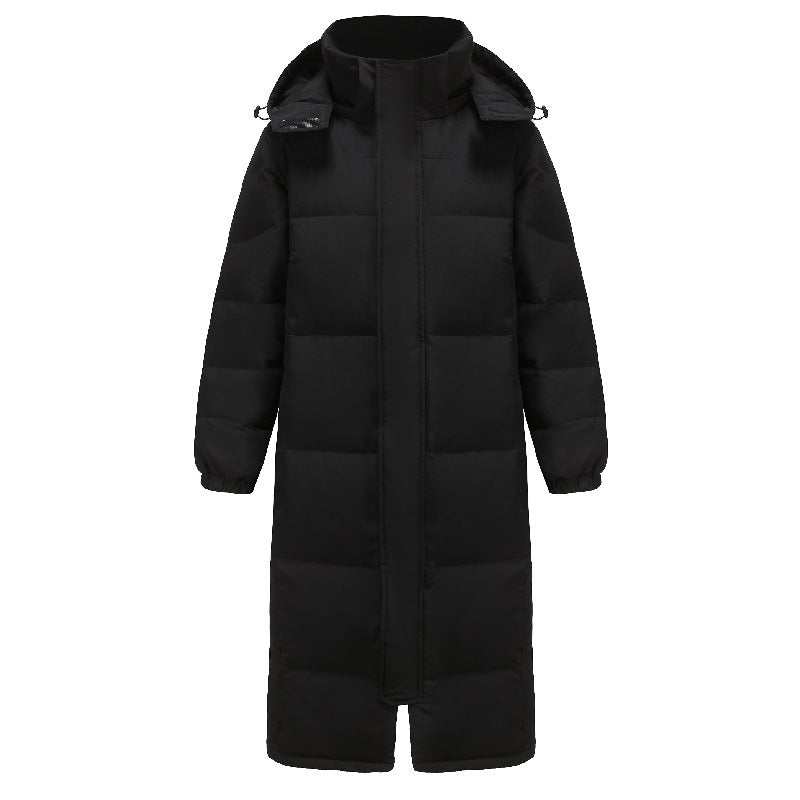 Long men's down jacket, plus size, knee length