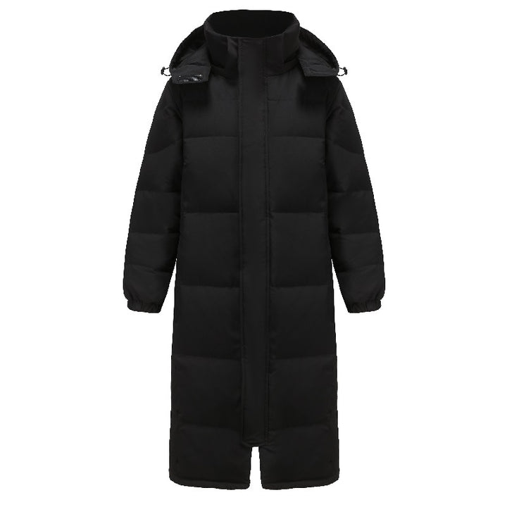 Long men's down jacket, plus size, knee length