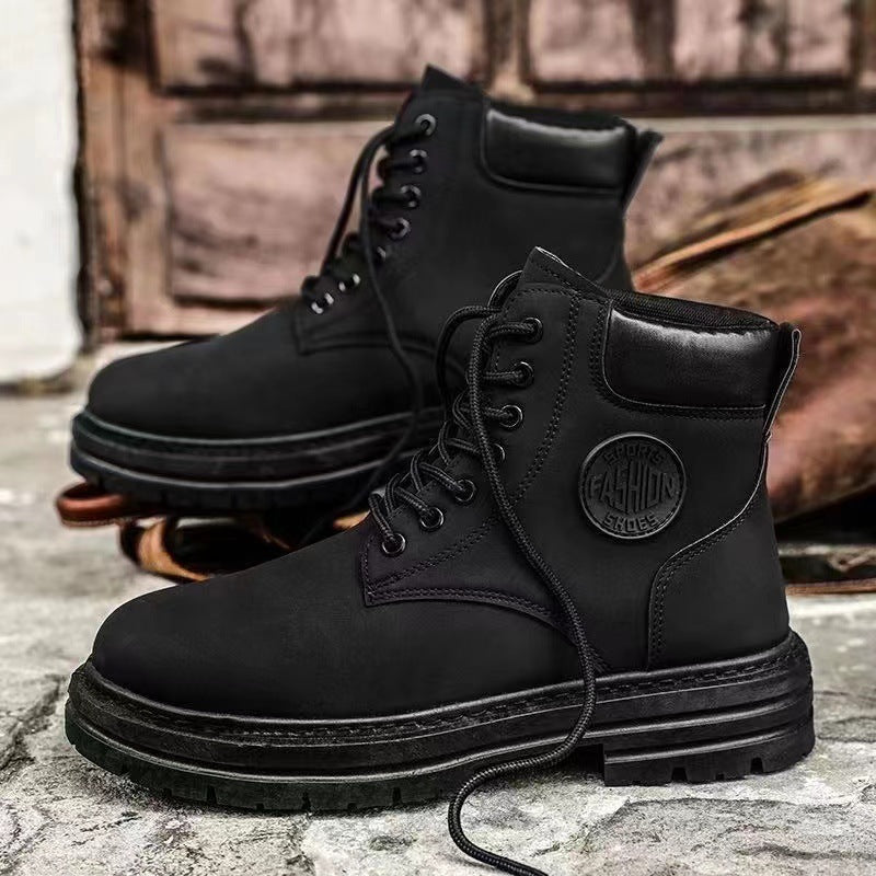Robust unisex work-style boots, PU leather