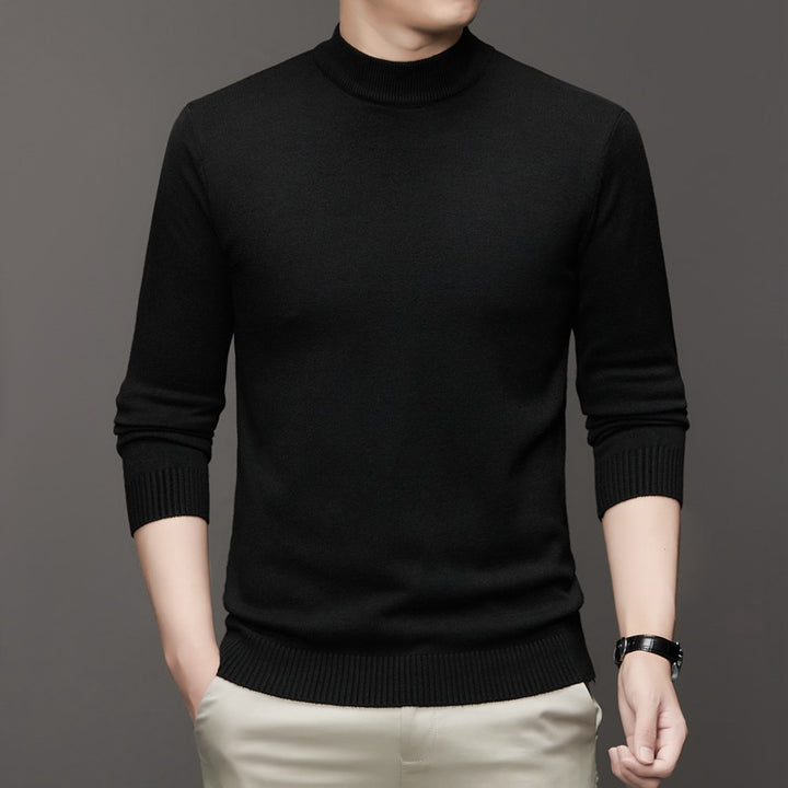 Men's knit sweater, stand-up collar, slim fit